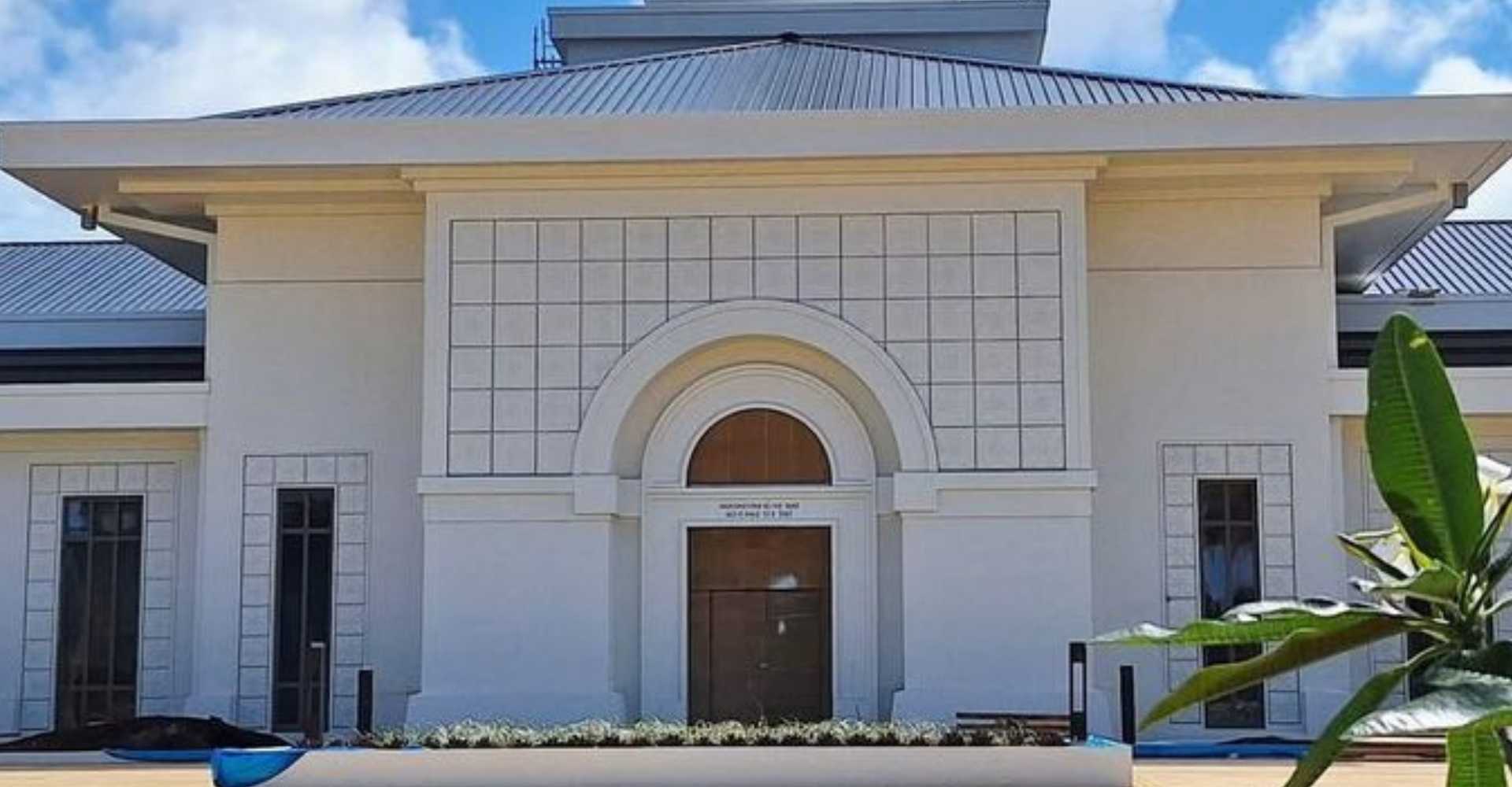 Detalle interior de elementos de GFRC en el Templo de Neiafu, Tonga fabricados por MXUD