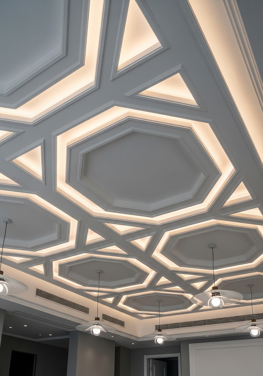 Cielo raso de GFRG con diseño de casetones de MXUD